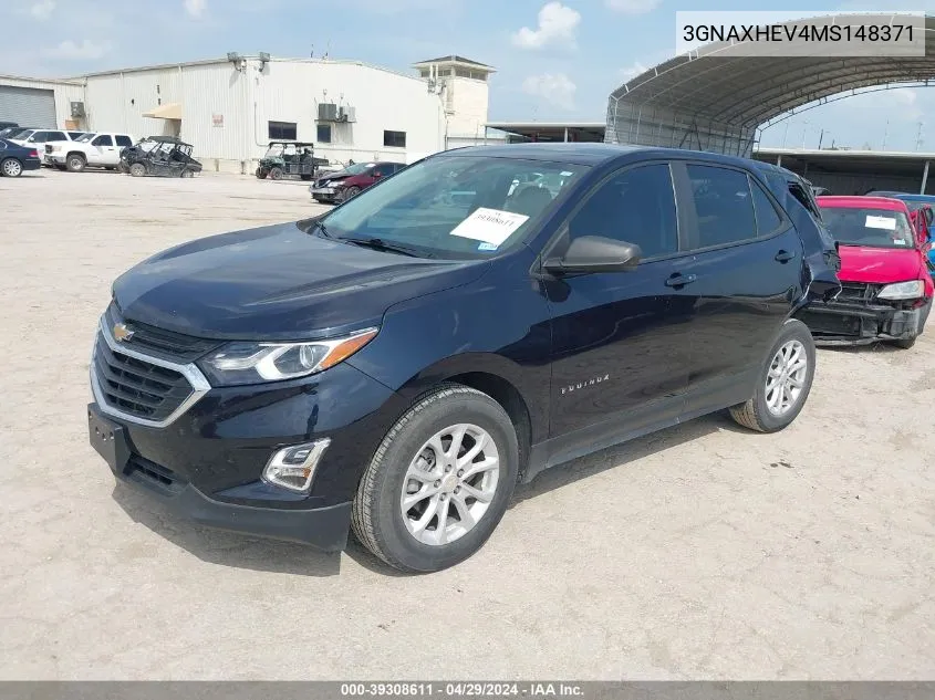 2021 Chevrolet Equinox Fwd Ls VIN: 3GNAXHEV4MS148371 Lot: 39308611