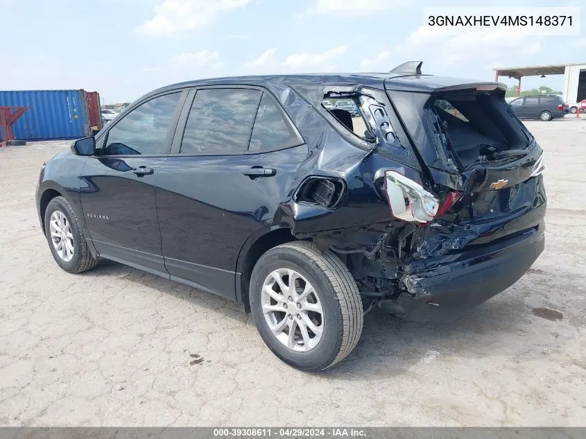 2021 Chevrolet Equinox Fwd Ls VIN: 3GNAXHEV4MS148371 Lot: 39308611