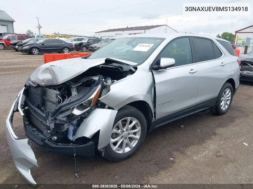 2021 Chevrolet Equinox Awd Lt VIN: 3GNAXUEV8MS134918 Lot: 39383928