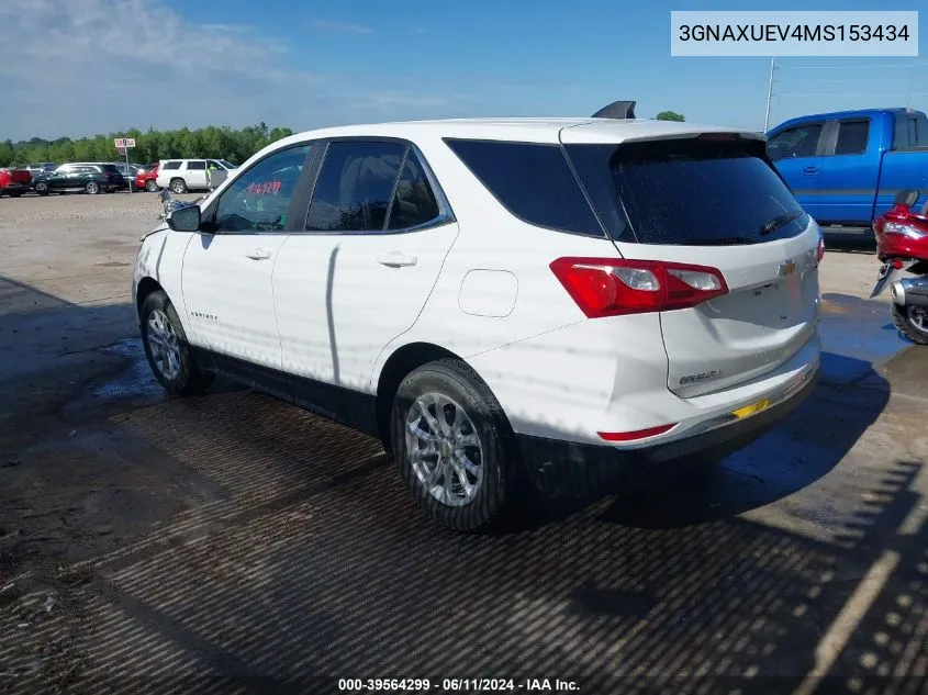 2021 Chevrolet Equinox Awd Lt VIN: 3GNAXUEV4MS153434 Lot: 39564299