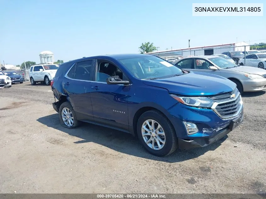 2021 Chevrolet Equinox Fwd Lt VIN: 3GNAXKEVXML314805 Lot: 39705420