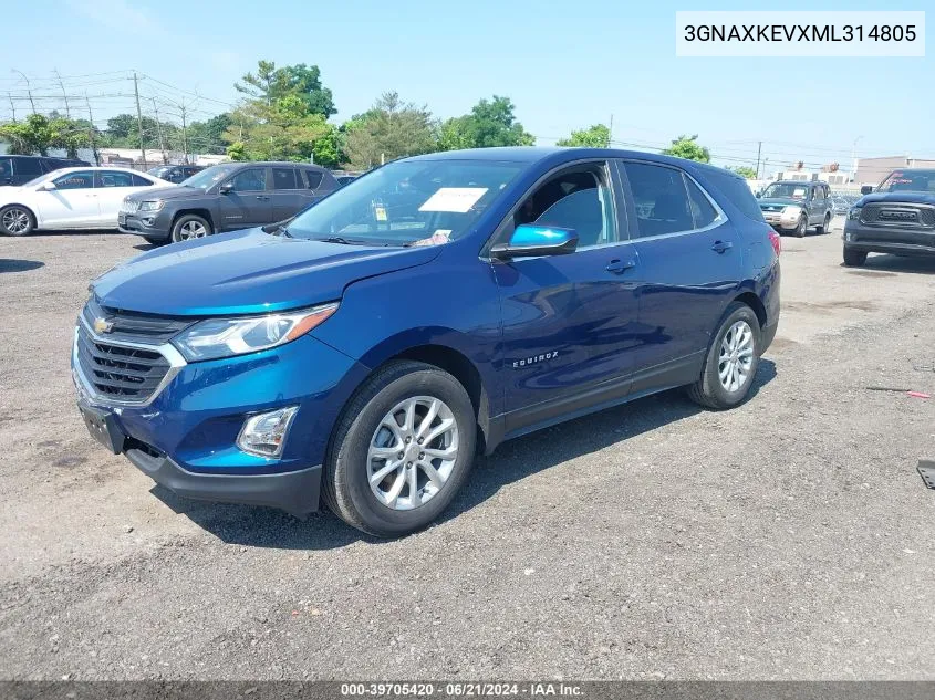 2021 Chevrolet Equinox Fwd Lt VIN: 3GNAXKEVXML314805 Lot: 39705420