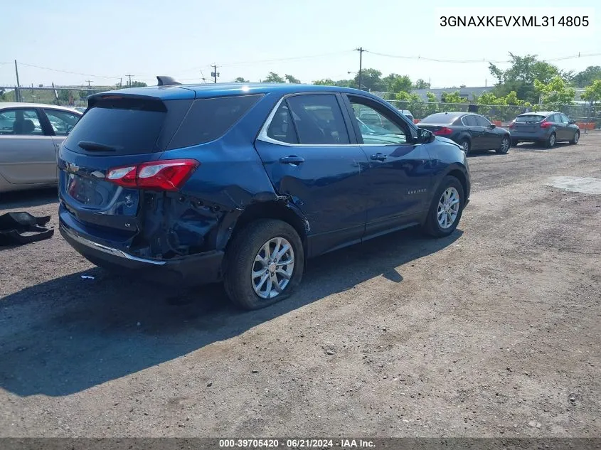 2021 Chevrolet Equinox Fwd Lt VIN: 3GNAXKEVXML314805 Lot: 39705420