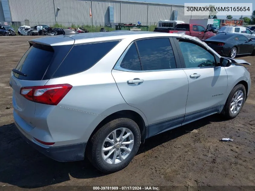 2021 Chevrolet Equinox Fwd Lt VIN: 3GNAXKEV6MS165654 Lot: 39781989