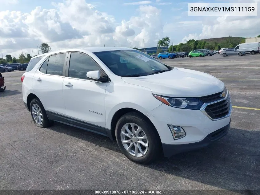 2021 Chevrolet Equinox Fwd Lt VIN: 3GNAXKEV1MS111159 Lot: 39910878