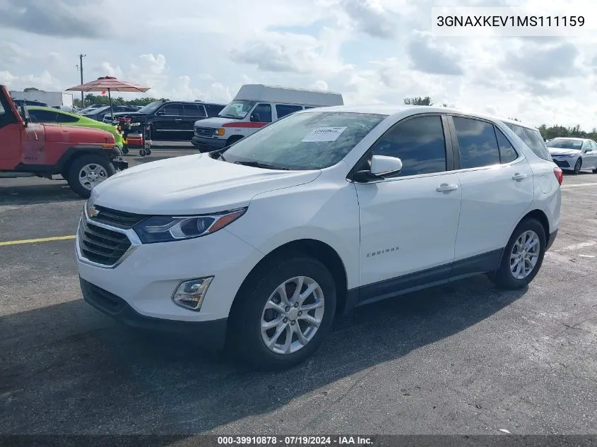 2021 Chevrolet Equinox Fwd Lt VIN: 3GNAXKEV1MS111159 Lot: 39910878