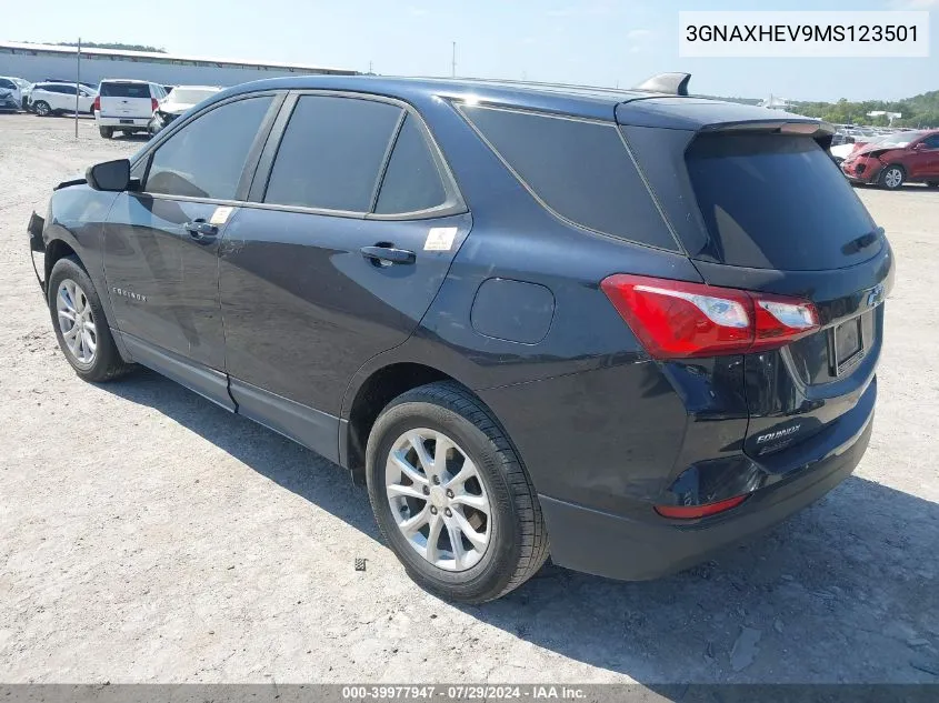 2021 Chevrolet Equinox Fwd Ls VIN: 3GNAXHEV9MS123501 Lot: 39977947