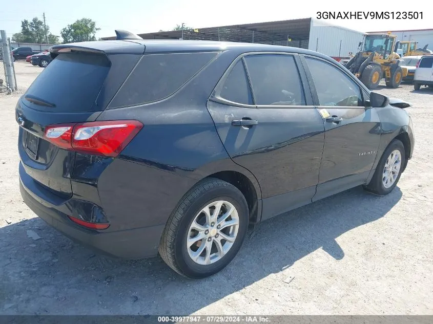 2021 Chevrolet Equinox Fwd Ls VIN: 3GNAXHEV9MS123501 Lot: 39977947