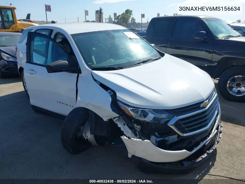 2021 Chevrolet Equinox Fwd Ls VIN: 3GNAXHEV6MS156634 Lot: 40032438