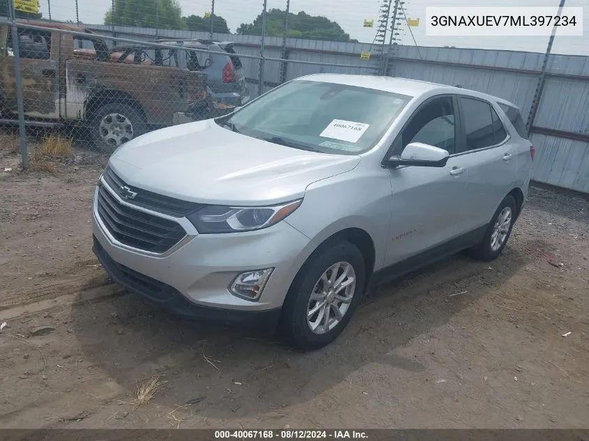 2021 Chevrolet Equinox Awd Lt VIN: 3GNAXUEV7ML397234 Lot: 40067168