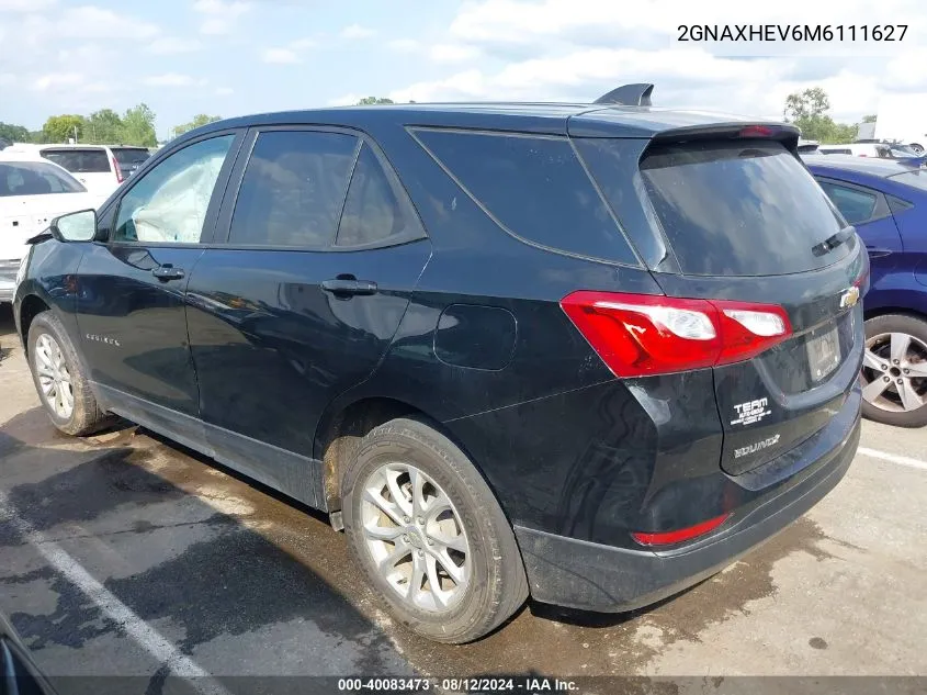 2021 Chevrolet Equinox Fwd Ls VIN: 2GNAXHEV6M6111627 Lot: 40083473