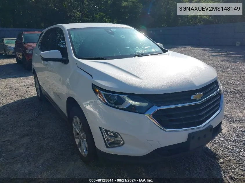 2021 Chevrolet Equinox Lt VIN: 3GNAXUEV2MS148149 Lot: 40125641