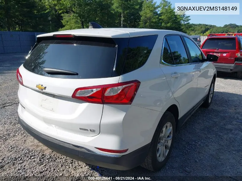 2021 Chevrolet Equinox Lt VIN: 3GNAXUEV2MS148149 Lot: 40125641