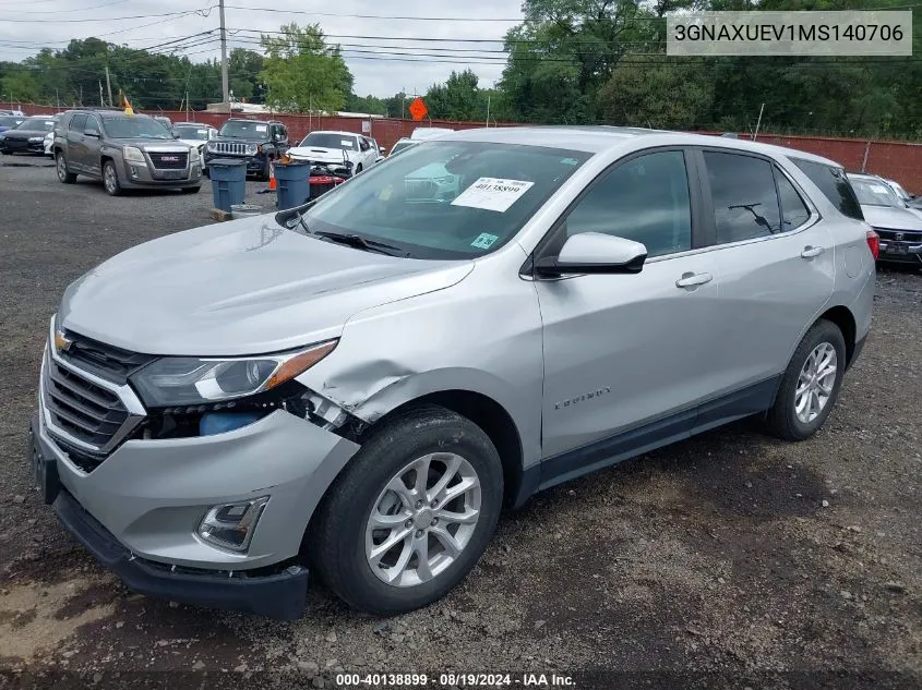 2021 Chevrolet Equinox Awd Lt VIN: 3GNAXUEV1MS140706 Lot: 40138899