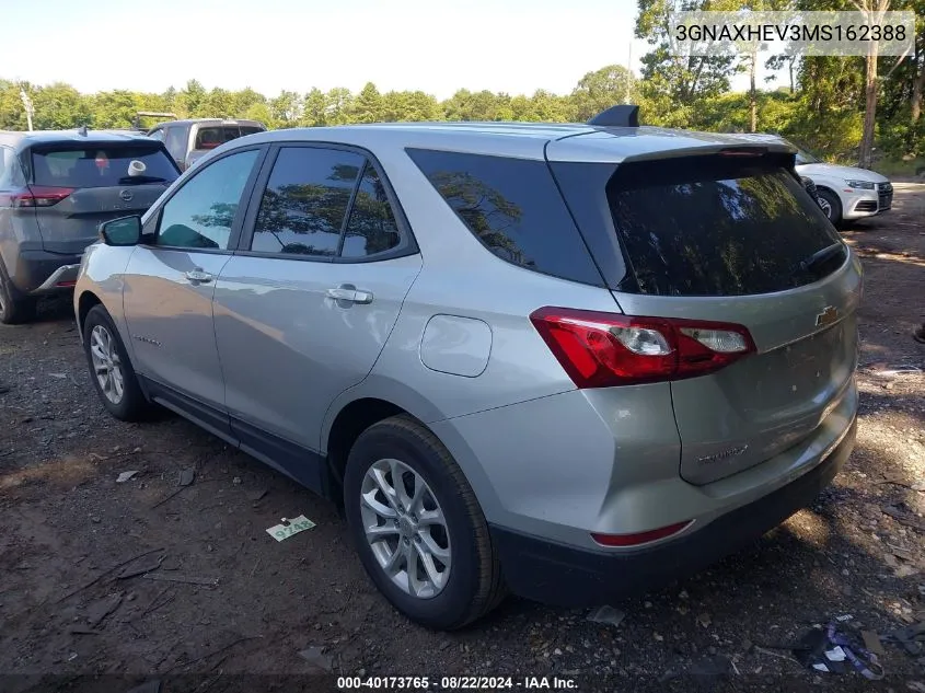 2021 Chevrolet Equinox Fwd Ls VIN: 3GNAXHEV3MS162388 Lot: 40173765