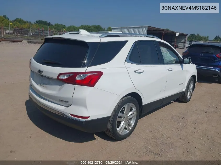 2021 Chevrolet Equinox Fwd Premier VIN: 3GNAXNEV4MS182146 Lot: 40212790