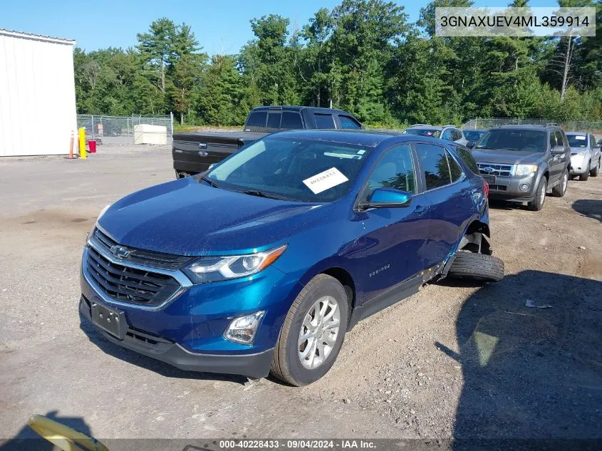 2021 Chevrolet Equinox Lt VIN: 3GNAXUEV4ML359914 Lot: 40228433