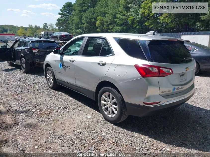 2021 Chevrolet Equinox Awd 2Fl VIN: 3GNAXTEV1MS160738 Lot: 40231948