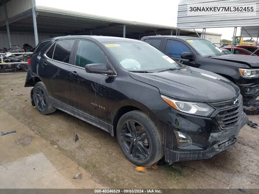 2021 Chevrolet Equinox Fwd Lt VIN: 3GNAXKEV7ML362455 Lot: 40246529