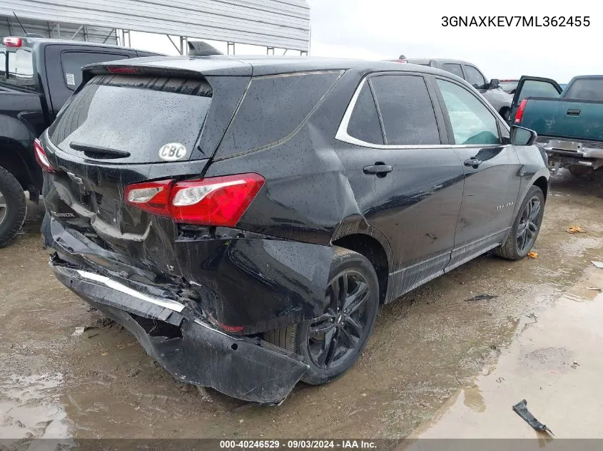 2021 Chevrolet Equinox Fwd Lt VIN: 3GNAXKEV7ML362455 Lot: 40246529