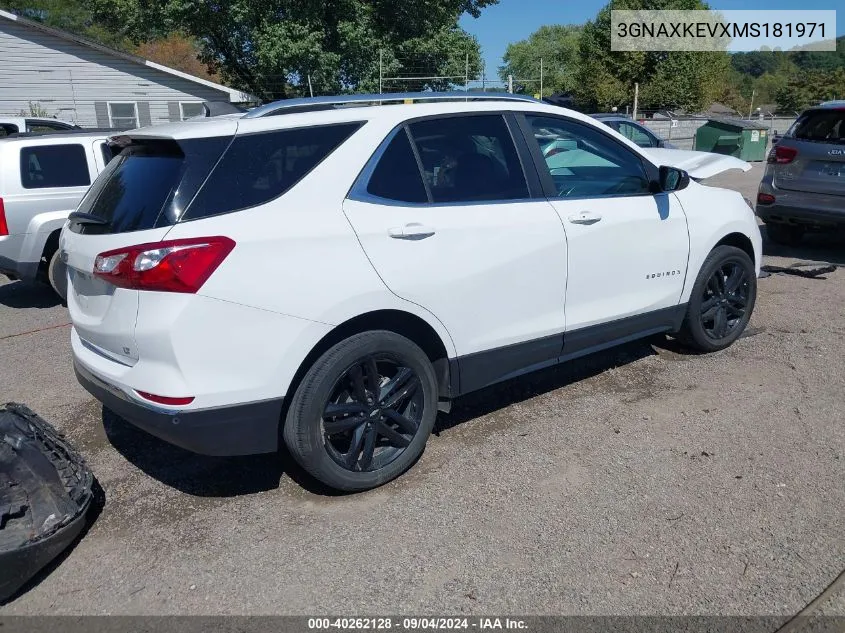 2021 Chevrolet Equinox Fwd Lt VIN: 3GNAXKEVXMS181971 Lot: 40262128