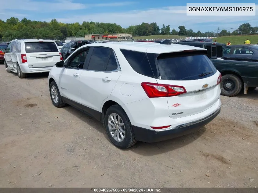 2021 Chevrolet Equinox Fwd Lt VIN: 3GNAXKEV6MS106975 Lot: 40267506