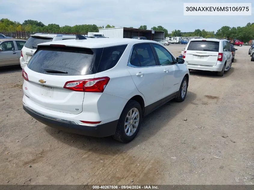 2021 Chevrolet Equinox Fwd Lt VIN: 3GNAXKEV6MS106975 Lot: 40267506