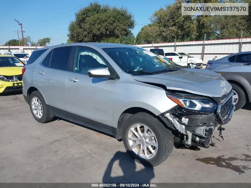 2021 Chevrolet Equinox Lt VIN: 3GNAXUEV9MS137570 Lot: 40302156