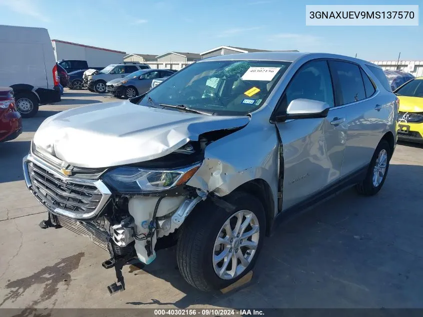 2021 Chevrolet Equinox Lt VIN: 3GNAXUEV9MS137570 Lot: 40302156