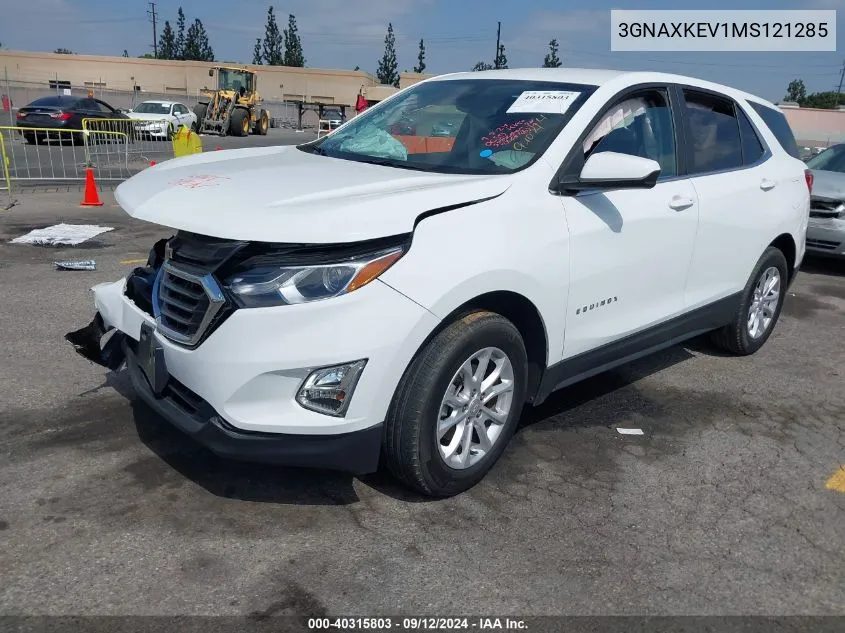 2021 Chevrolet Equinox Lt VIN: 3GNAXKEV1MS121285 Lot: 40315803