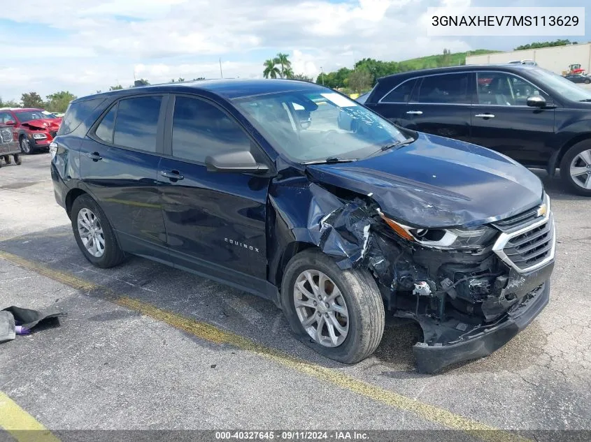 3GNAXHEV7MS113629 2021 Chevrolet Equinox Fwd Ls