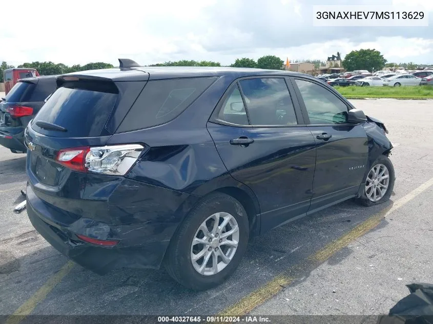 3GNAXHEV7MS113629 2021 Chevrolet Equinox Fwd Ls