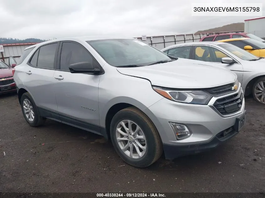 2021 Chevrolet Equinox L VIN: 3GNAXGEV6MS155798 Lot: 40338244