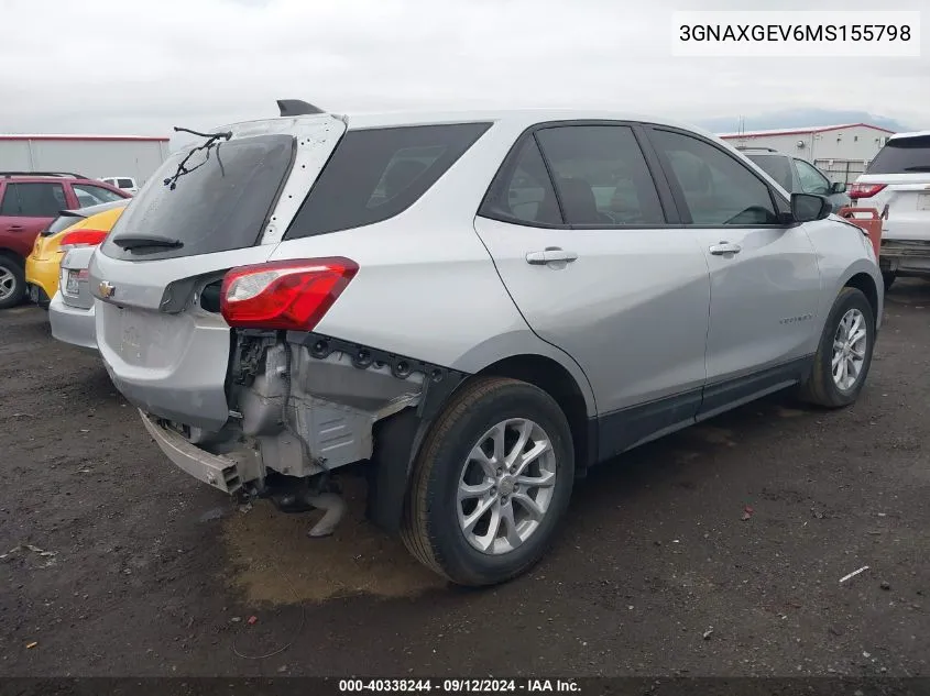 2021 Chevrolet Equinox L VIN: 3GNAXGEV6MS155798 Lot: 40338244