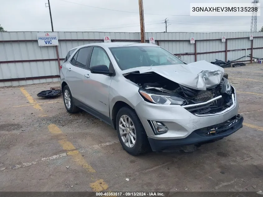 2021 Chevrolet Equinox Fwd Ls VIN: 3GNAXHEV3MS135238 Lot: 40353517