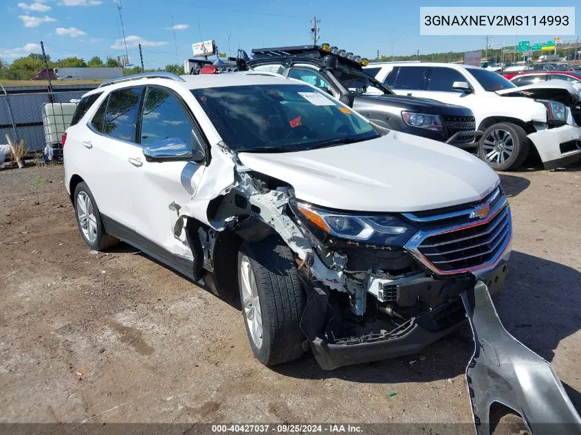 2021 Chevrolet Equinox Fwd Premier VIN: 3GNAXNEV2MS114993 Lot: 40427037