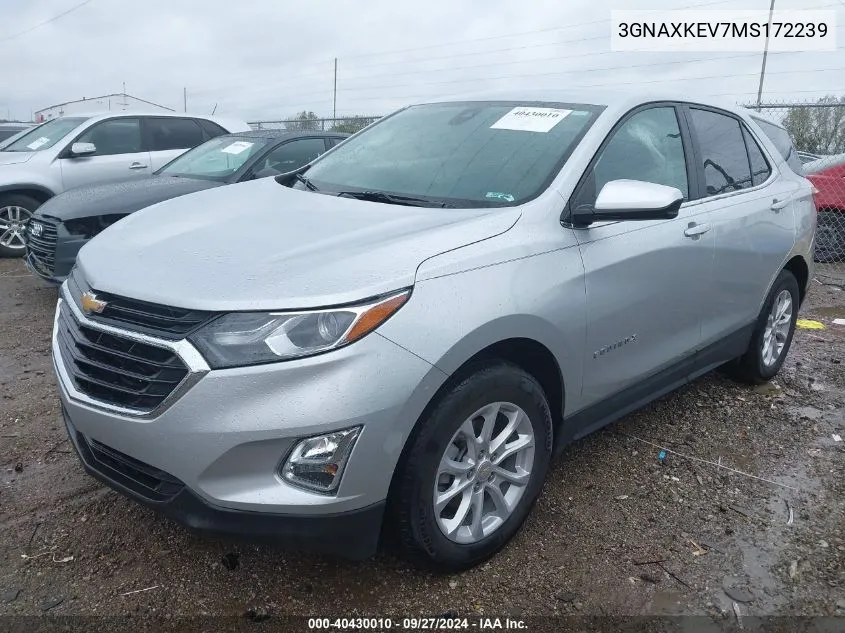 2021 Chevrolet Equinox Fwd Lt VIN: 3GNAXKEV7MS172239 Lot: 40430010