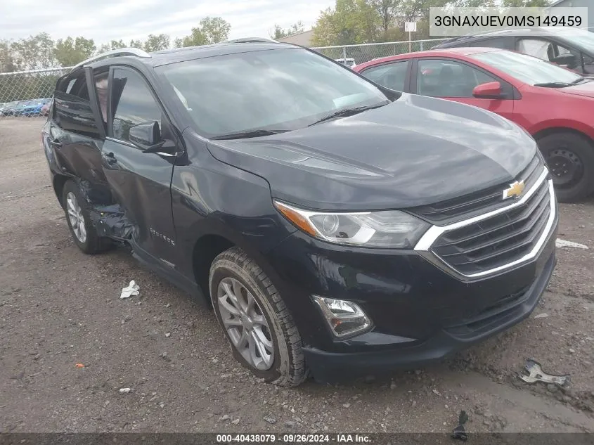 2021 Chevrolet Equinox Lt VIN: 3GNAXUEV0MS149459 Lot: 40438079