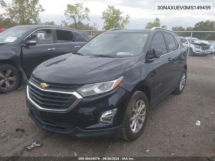 2021 Chevrolet Equinox Lt VIN: 3GNAXUEV0MS149459 Lot: 40438079