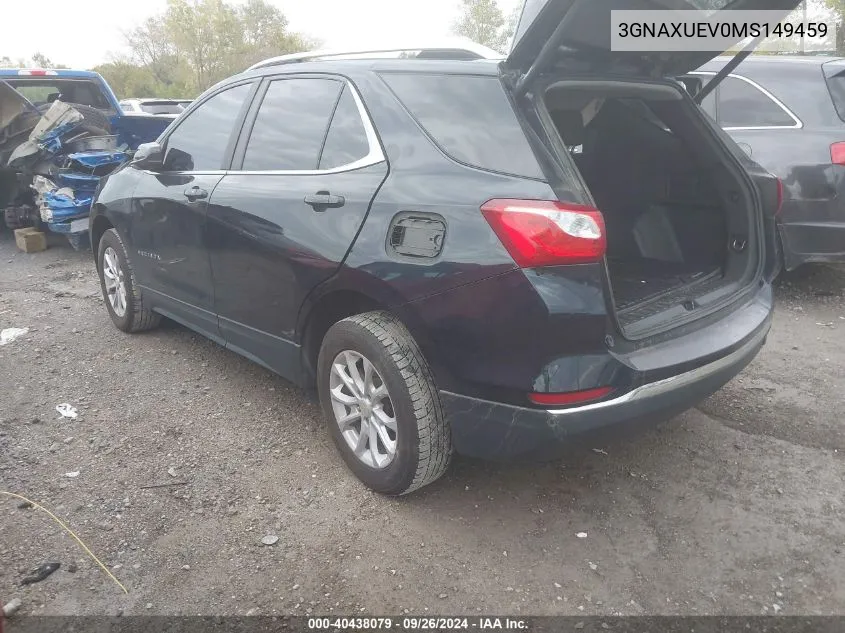 2021 Chevrolet Equinox Lt VIN: 3GNAXUEV0MS149459 Lot: 40438079