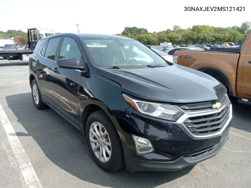 2021 Chevrolet Equinox Lt VIN: 3GNAXJEV2MS121421 Lot: 40439581