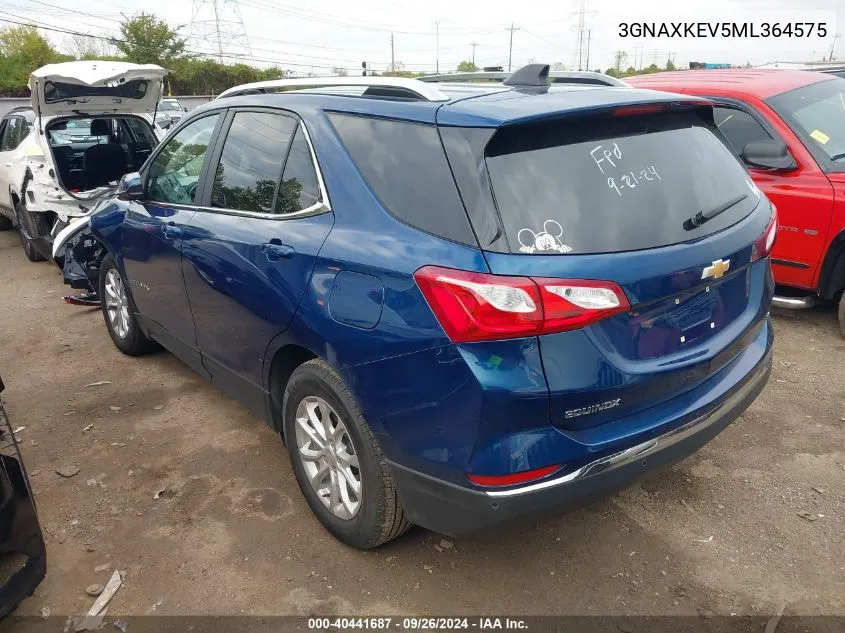 2021 Chevrolet Equinox Lt VIN: 3GNAXKEV5ML364575 Lot: 40441687