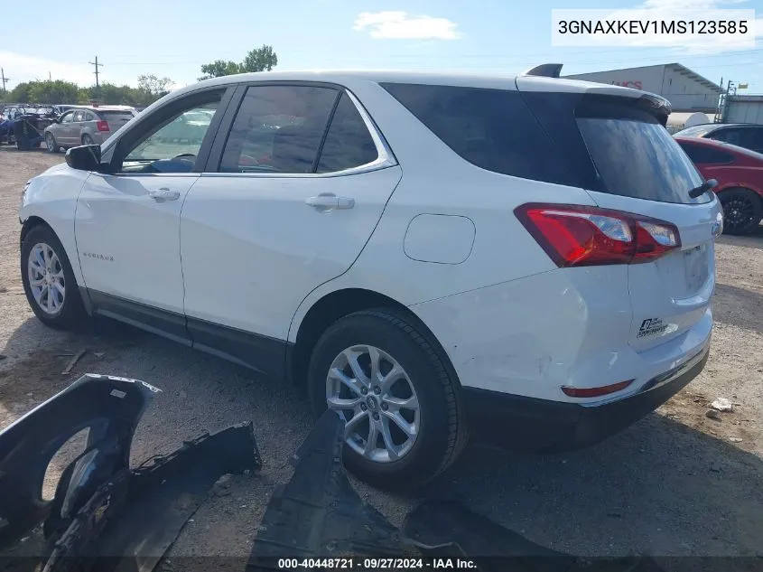 2021 Chevrolet Equinox Fwd Lt VIN: 3GNAXKEV1MS123585 Lot: 40448721