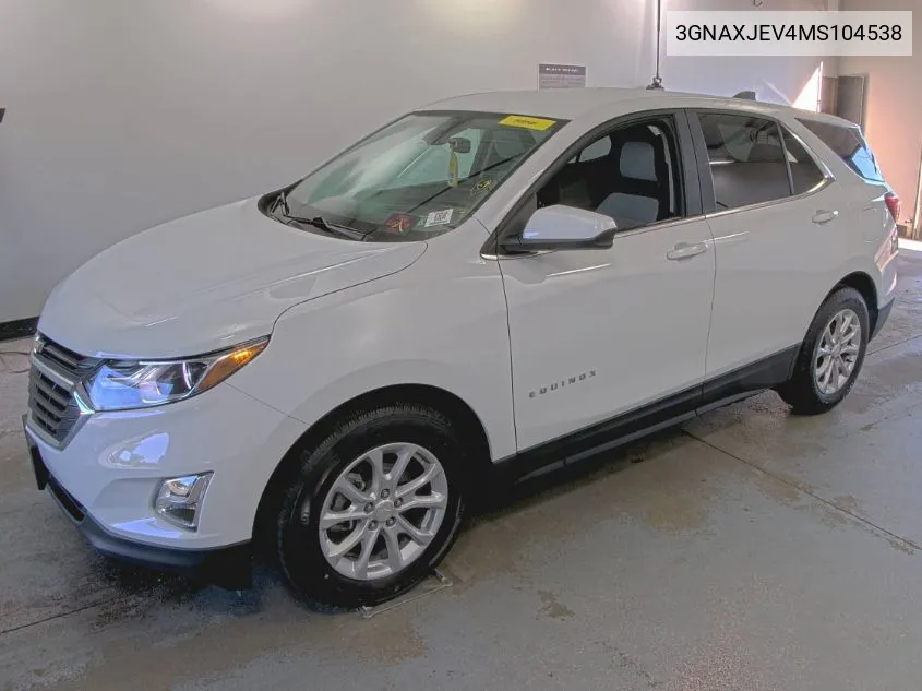 2021 Chevrolet Equinox Fwd 2Fl VIN: 3GNAXJEV4MS104538 Lot: 40451531