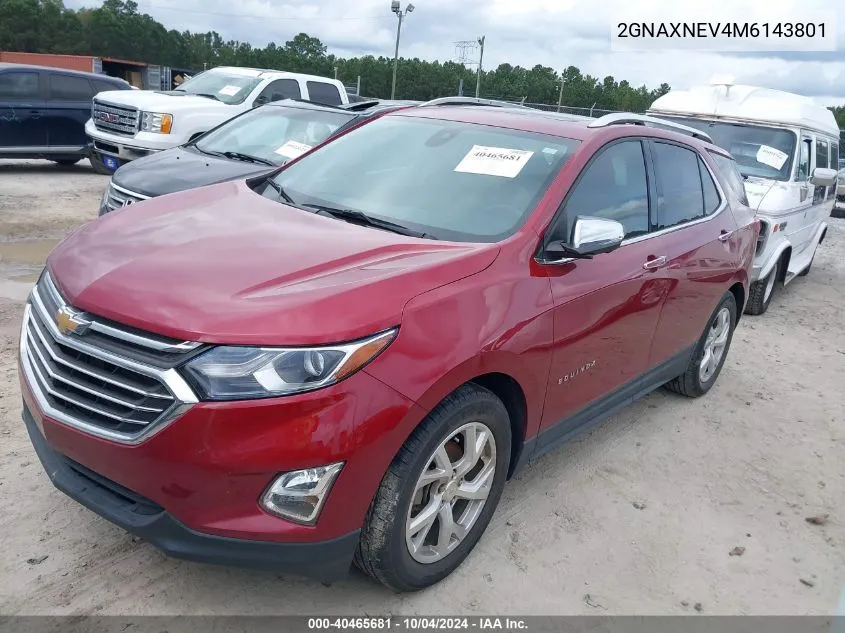 2021 Chevrolet Equinox Fwd Premier VIN: 2GNAXNEV4M6143801 Lot: 40465681