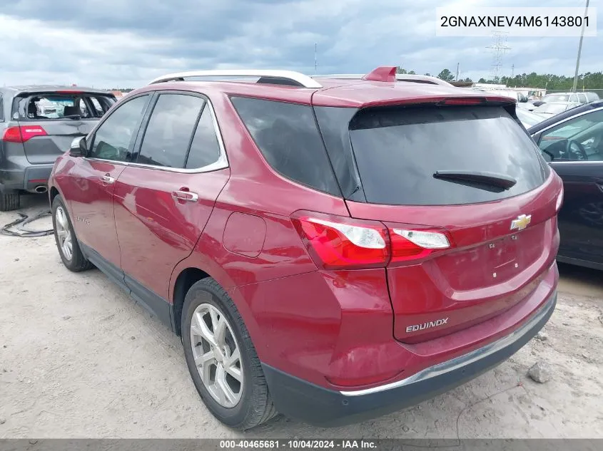 2021 Chevrolet Equinox Fwd Premier VIN: 2GNAXNEV4M6143801 Lot: 40465681