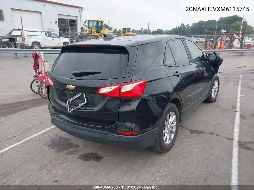 2021 Chevrolet Equinox Fwd Ls VIN: 2GNAXHEVXM6115745 Lot: 40466288