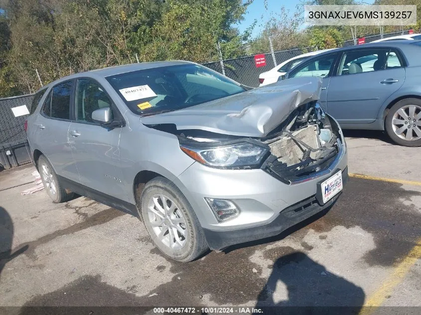 2021 Chevrolet Equinox Fwd 2Fl VIN: 3GNAXJEV6MS139257 Lot: 40467472