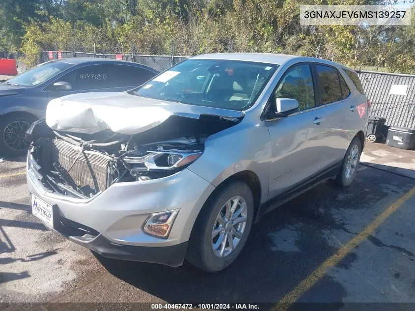 2021 Chevrolet Equinox Fwd 2Fl VIN: 3GNAXJEV6MS139257 Lot: 40467472