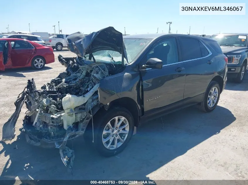 2021 Chevrolet Equinox Fwd Lt VIN: 3GNAXKEV6ML346067 Lot: 40468753